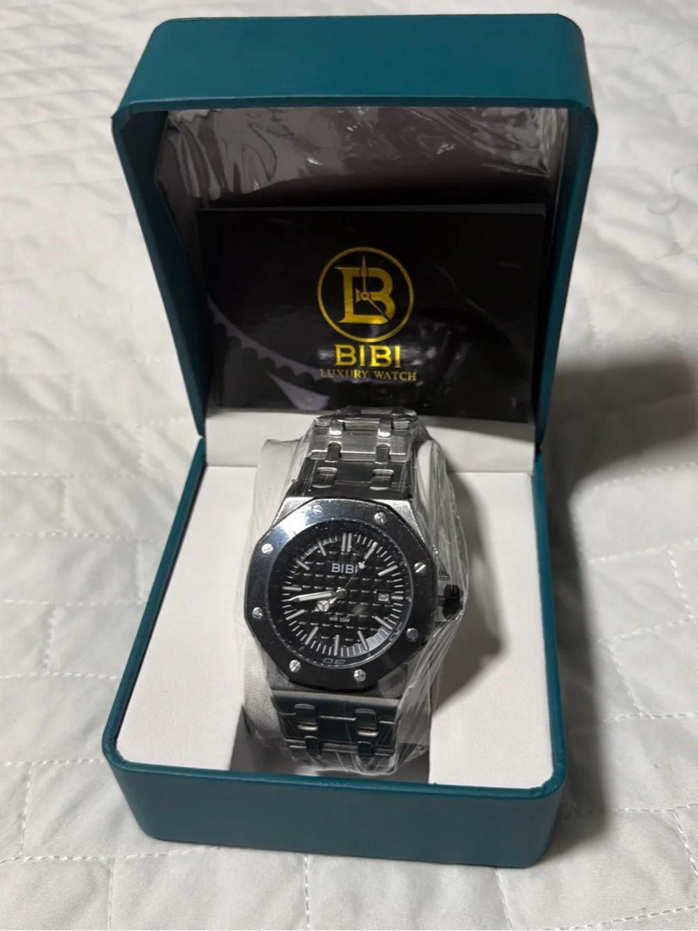 BiBi Silver Stainless Steel Watch with Black Dial